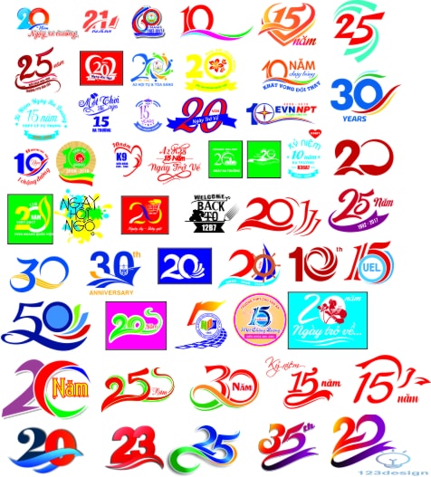 File thiết kế 50 Logo kỉ niệm ngày ra trường tổng hợp - 123Design.org