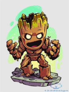 File thiết kế áo thời trang - Baby Groot Marvel chibi 