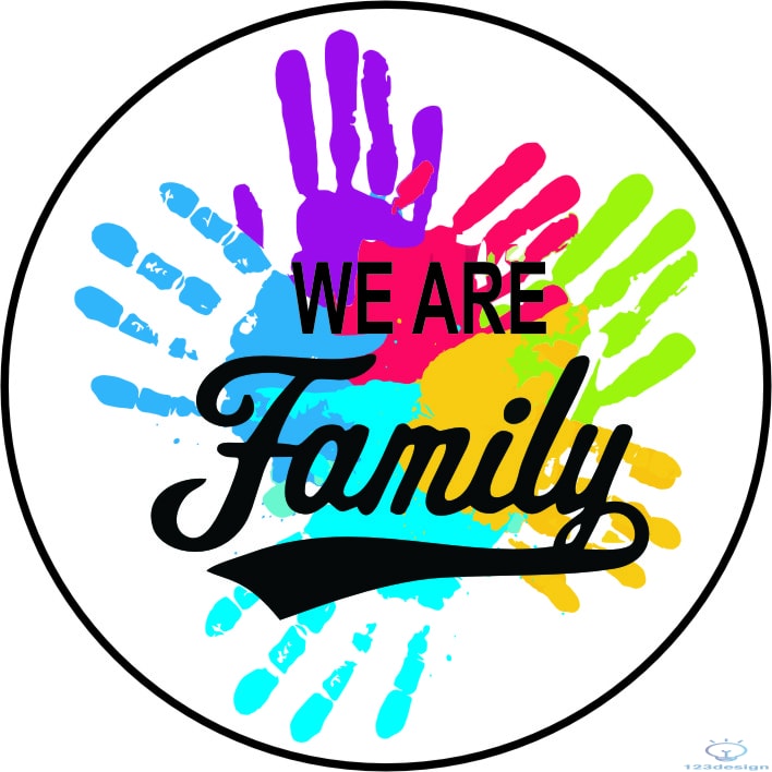 File Thiết Kế Áo Đi Biển - We Are Family - Bàn Tay Sắc Màu - 123Design.Org