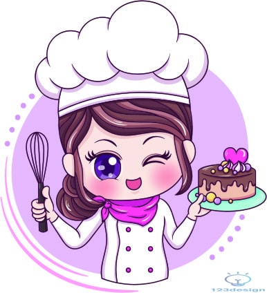 File thiết kế - Chibi Hotgirl đầu bếp nháy mắt - Sweet Cake ...