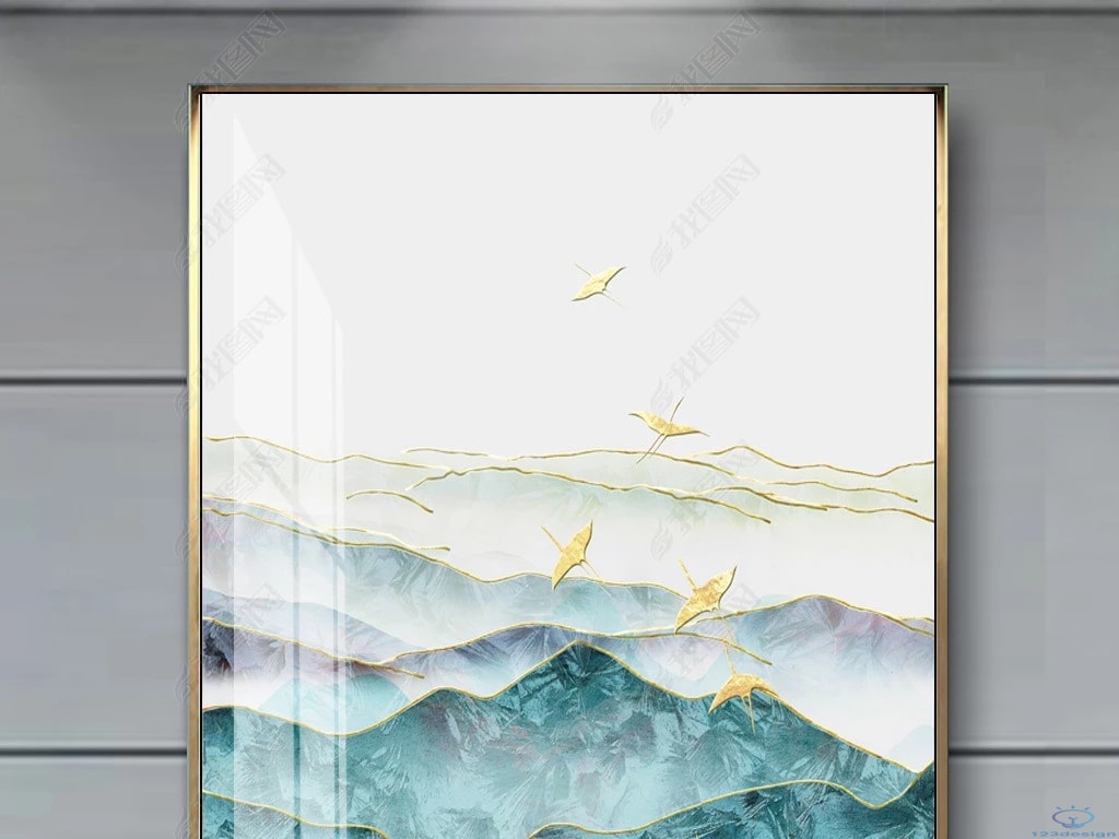 Tranh trang trí tráng men Đàn chim én vàng bay qua núi 