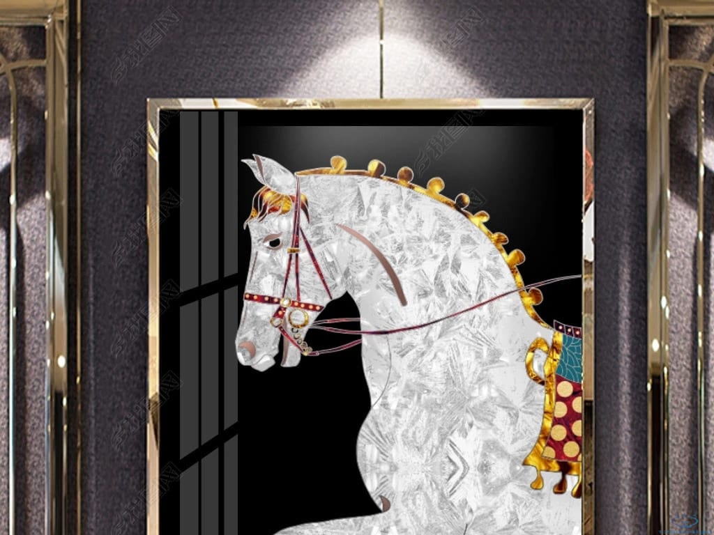 Tranh sứ pha lê kim cương trang trí Cung điện men ngựa sang trọng