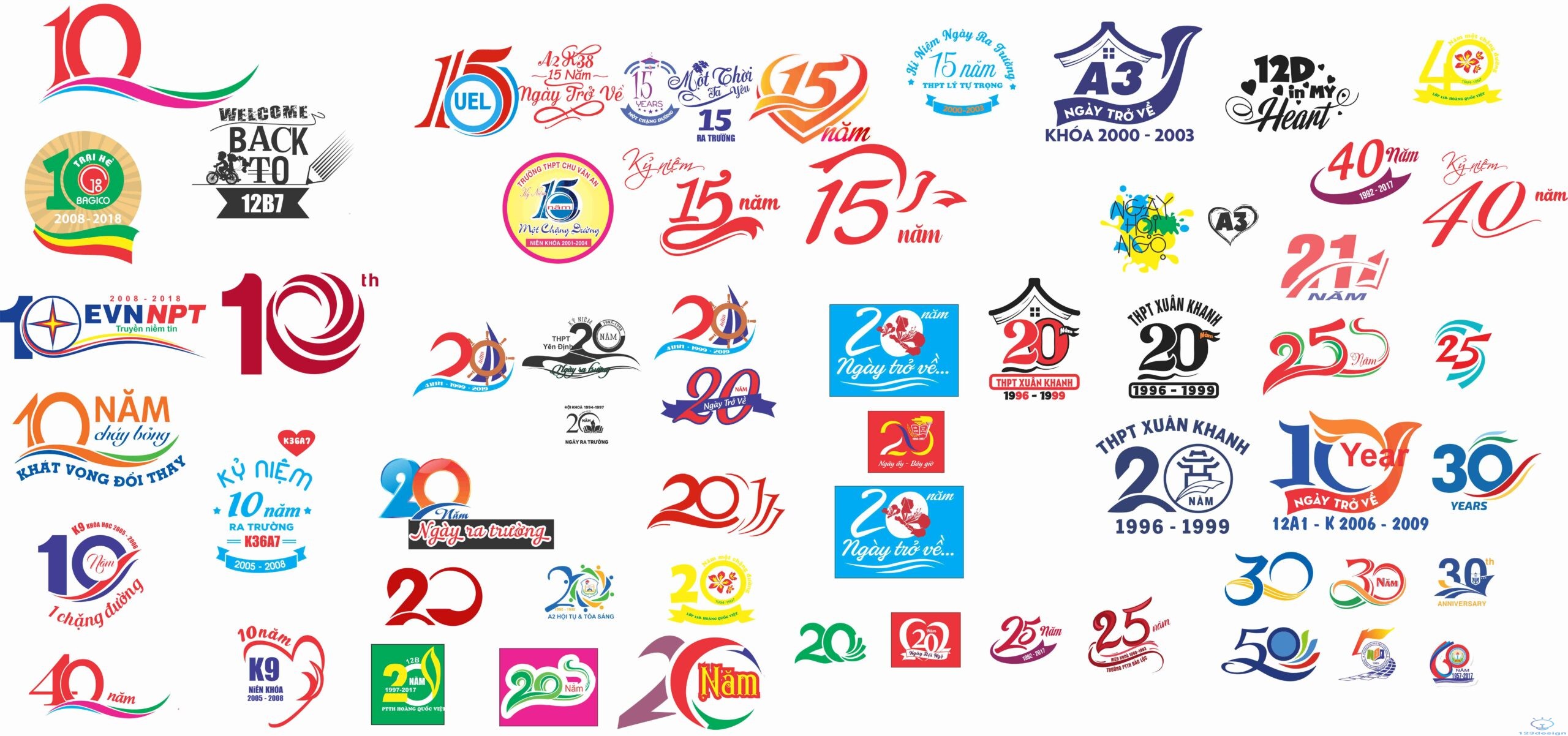 50 mẫu logo kỉ niệm 10 15 20 25 30 40 50 60 năm về trường Corel ...