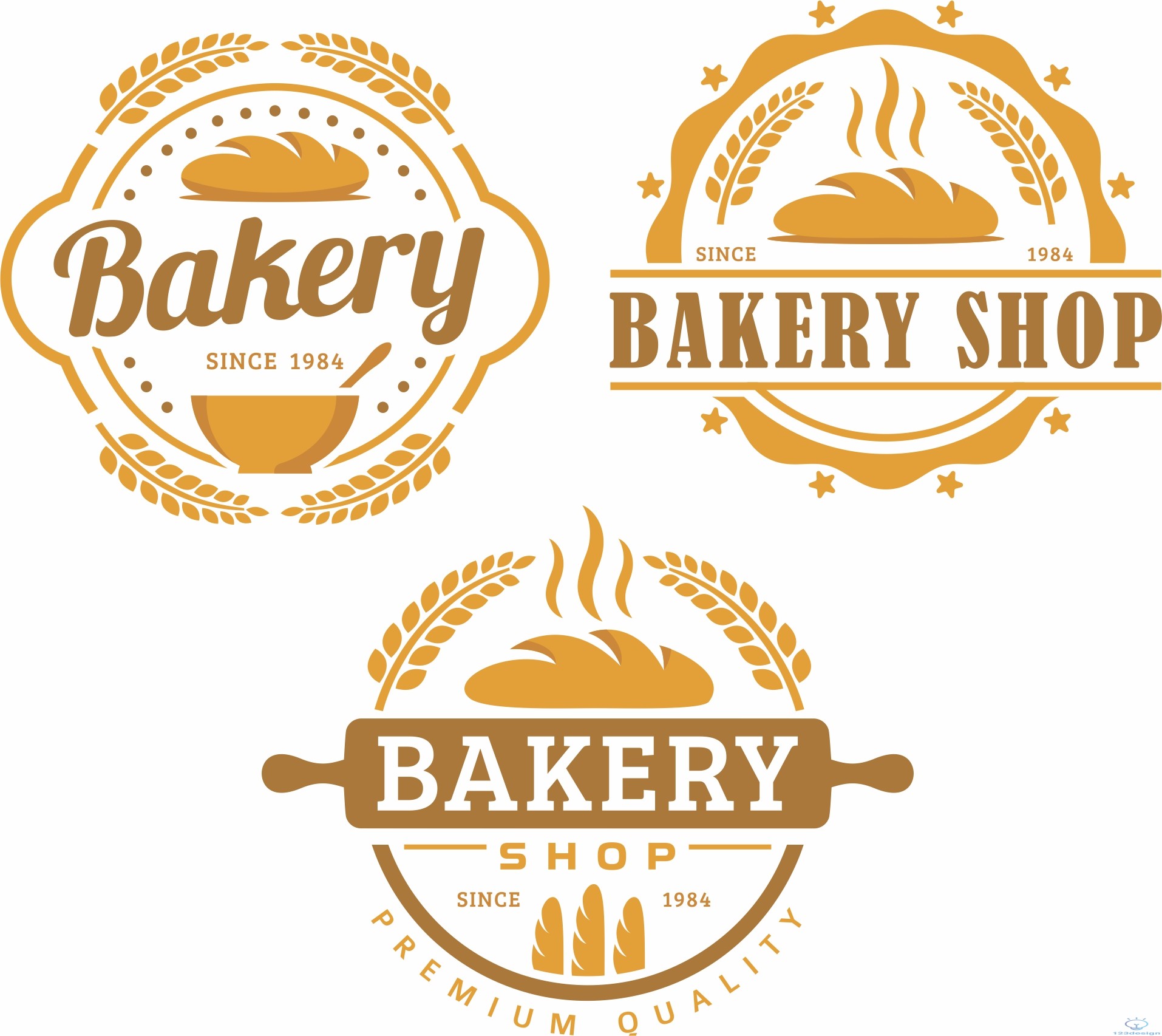 Thiết kế Logo shop bánh mỳ Bakery Premium Quality - 123Design.org