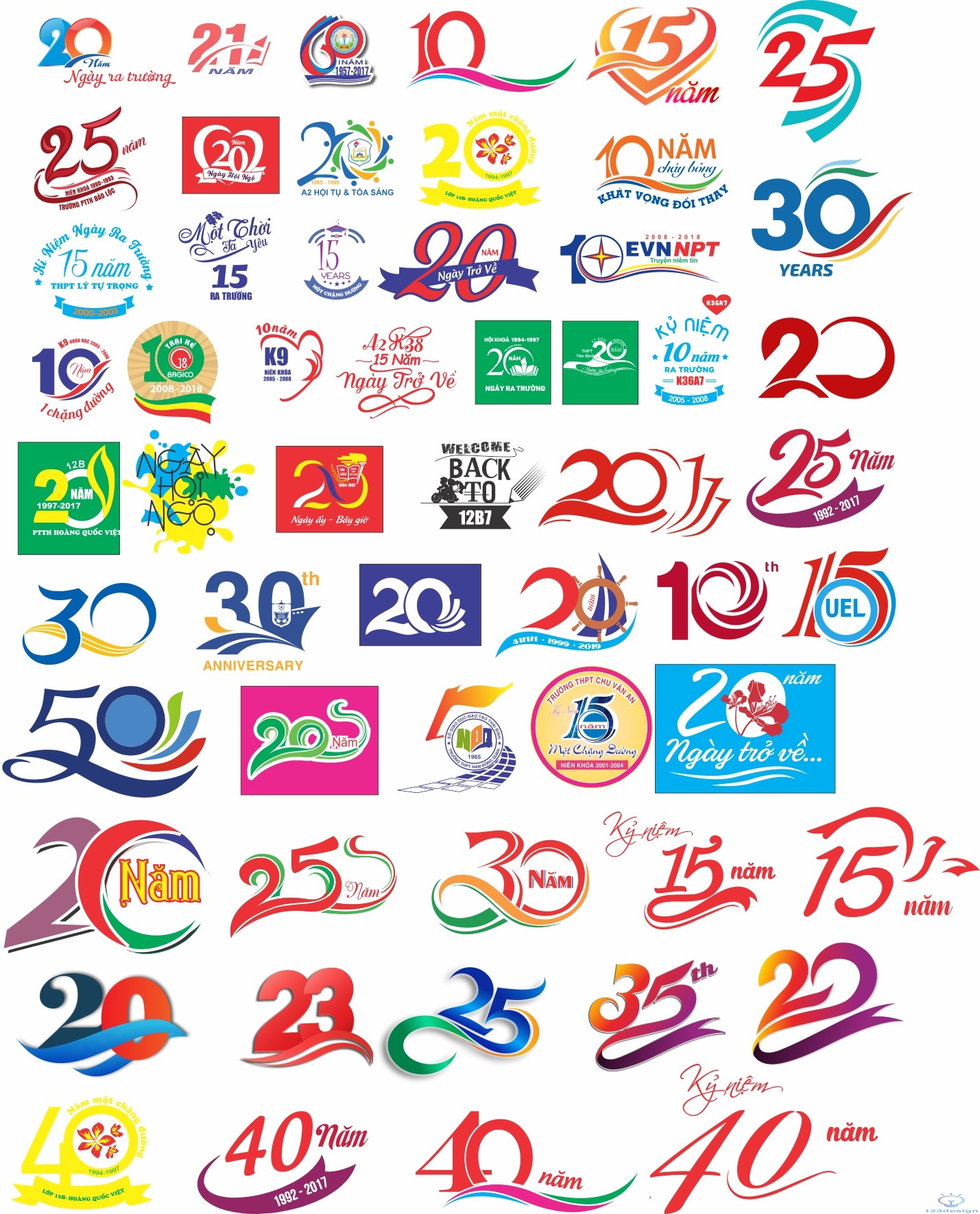 Tổng hợp 55 mẫu logo kỉ niệm ngày ra trường 10 15 20 25 30 40 50 ...