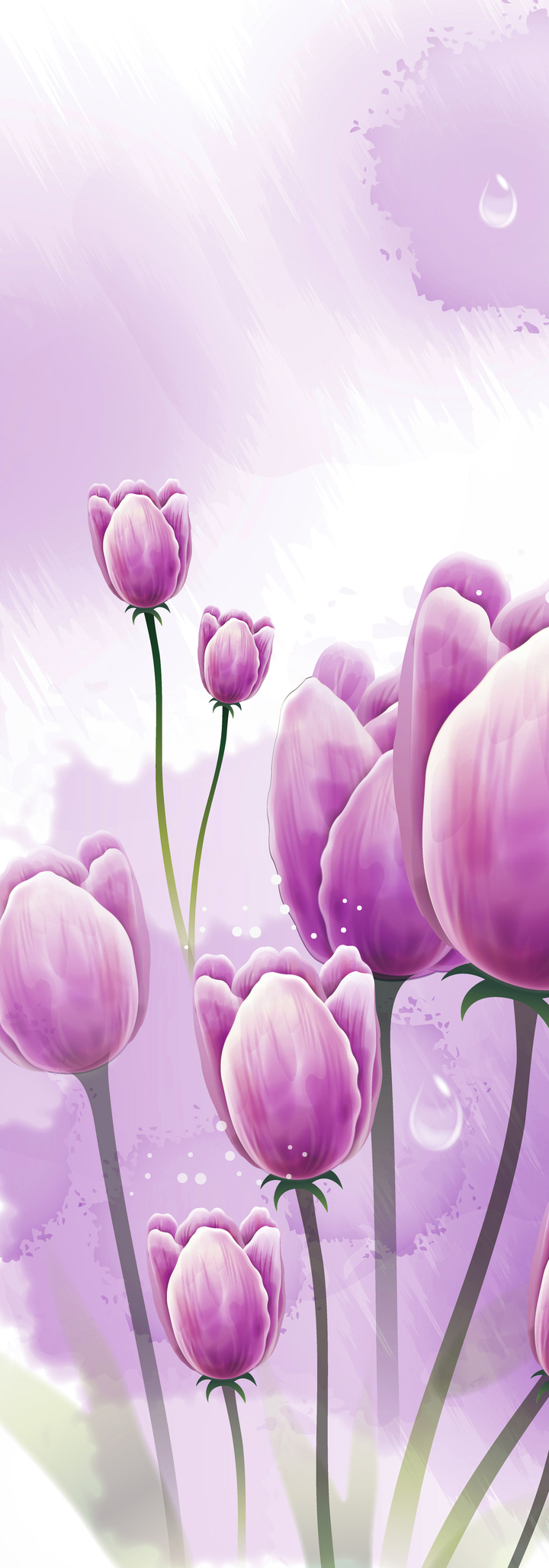 Tranh trang trí chiều dọc bông hoa tulip tím sang trọng 12484 ...