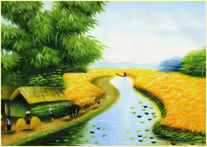 Vẽ tranh tường đồng quê Vẽ tranh phong cảnh đồng quê ĐẹpĐộc