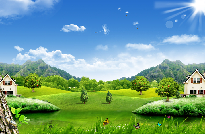 Tranh treo tường phong cảnh thiên nhiên cánh đồng thảo nguyên xanh ngắt  20521 