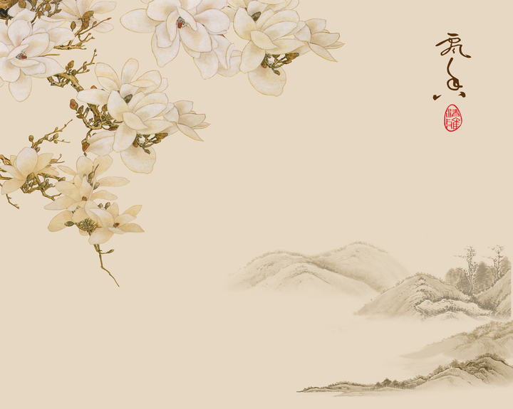 Tranh vẽ phong cách Trung Quốc hoa trắng, sông núi 21299 