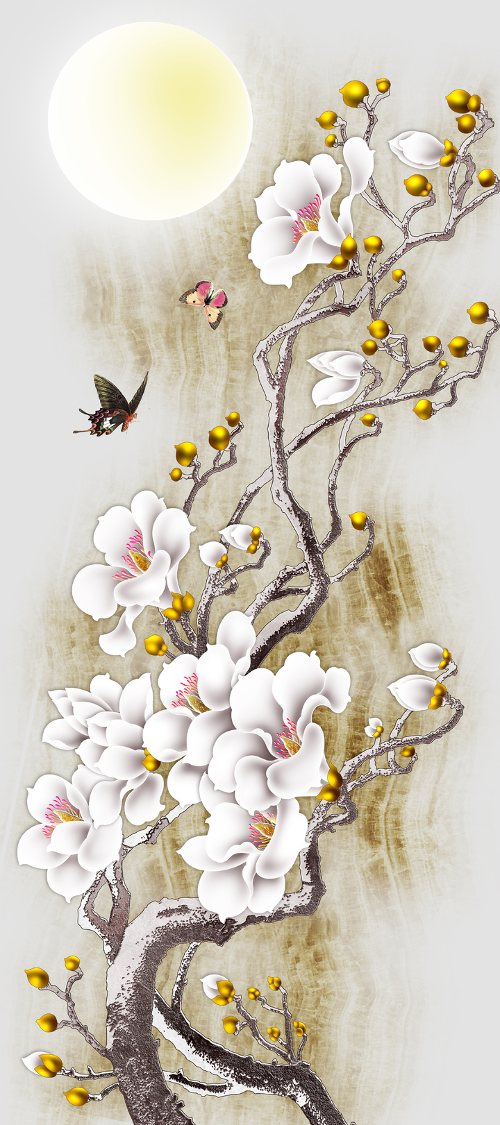 Tranh vẽ hoa ban trắng và con bướm nâu 29055 - Hoa ban trắng Hoa ban trắng với vẻ đẹp tinh khôi và duyên dáng đã được thể hiện qua bức tranh vẽ này. Điểm nhấn của bức tranh là chiếc cánh của con bướm nâu, tô điểm thêm cho nét đẹp truyền thống của hoa ban. Hãy cùng chúng tôi tìm hiểu thêm về loài hoa truyền thống này qua bức tranh đầy màu sắc này!
