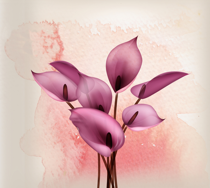 Tranh phong cảnh- hình những cánh hoa màu tím nhẹ nhàng 3D 47416 -  